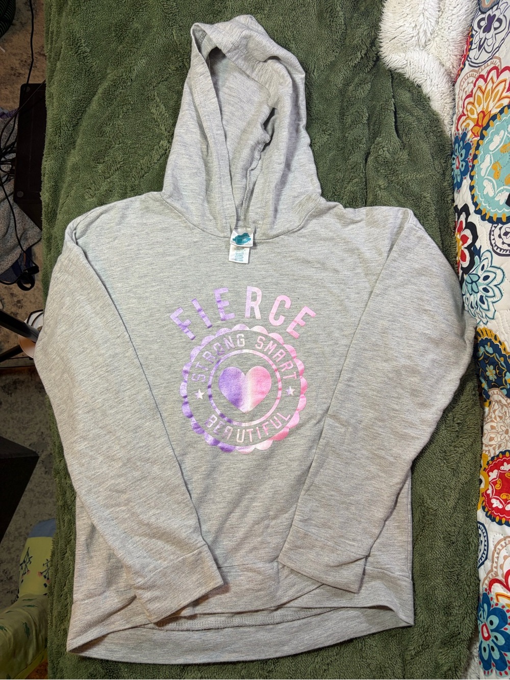 Fierce Heart Girls' Gray Hooded Sweatshirt